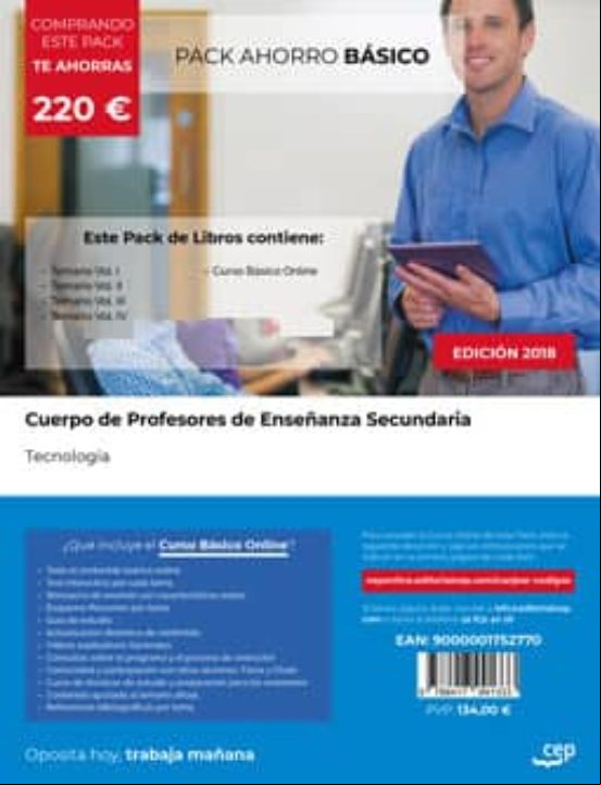 Descargar ebook PACK AHORRO BÁSICO. CUERPO DE PROFESORES DE ENSEÑANZA SECUNDARIA. TECNOLOGÍA. (INCLUYE TEMARIO I, II, III Y IV + CURSO BÁSICO ONLINE)